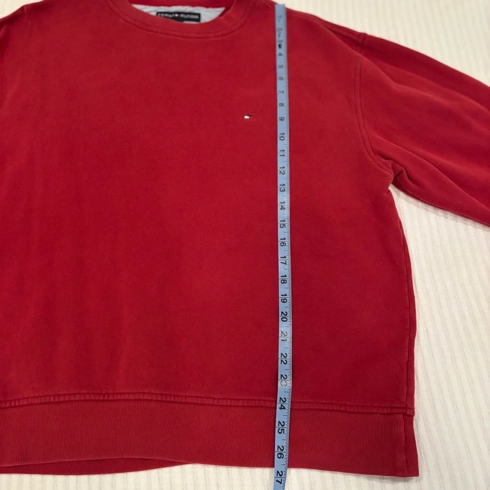 Tommy Hilfiger Y2K Men's Crewneck Vintage Red Long Sleeve Sweatshirt Size Medium